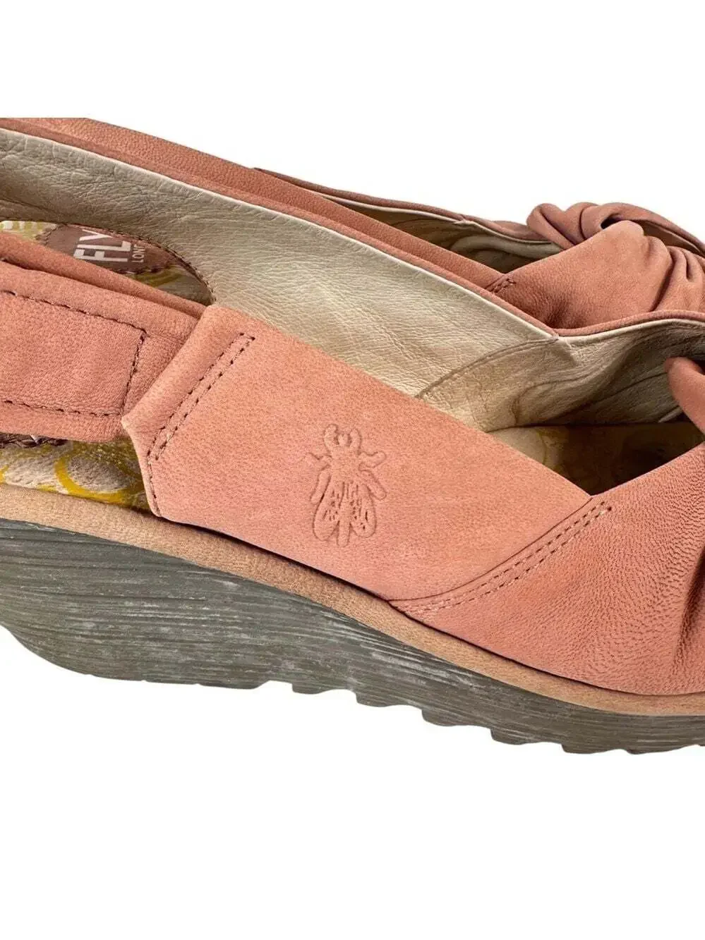 Fly London Yakin Slingback Wedge Sandals Leather Twist Front Platform EU 41